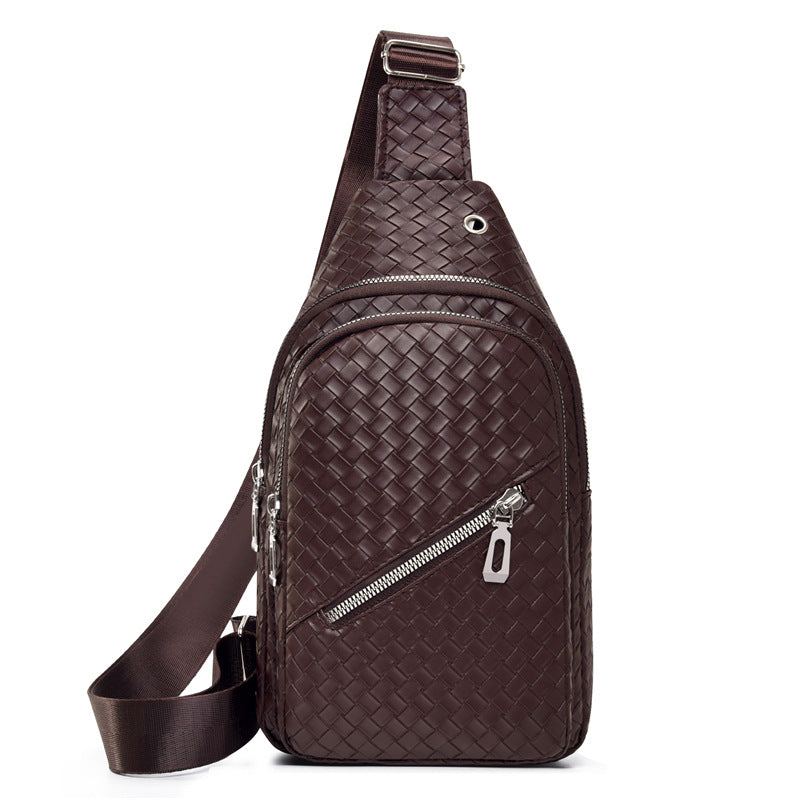 Men's Trendy Soft Leather Simple Waterproof Leisure Men's Chest Bags