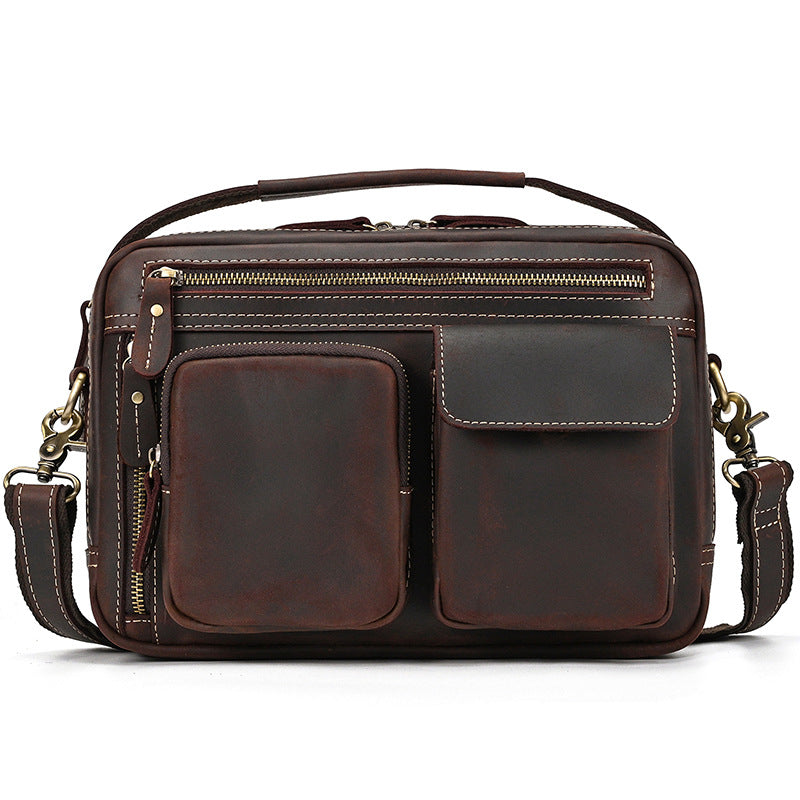 Men's Leather Crazy Horse First Layer Cowhide Men's Shoulder Bags