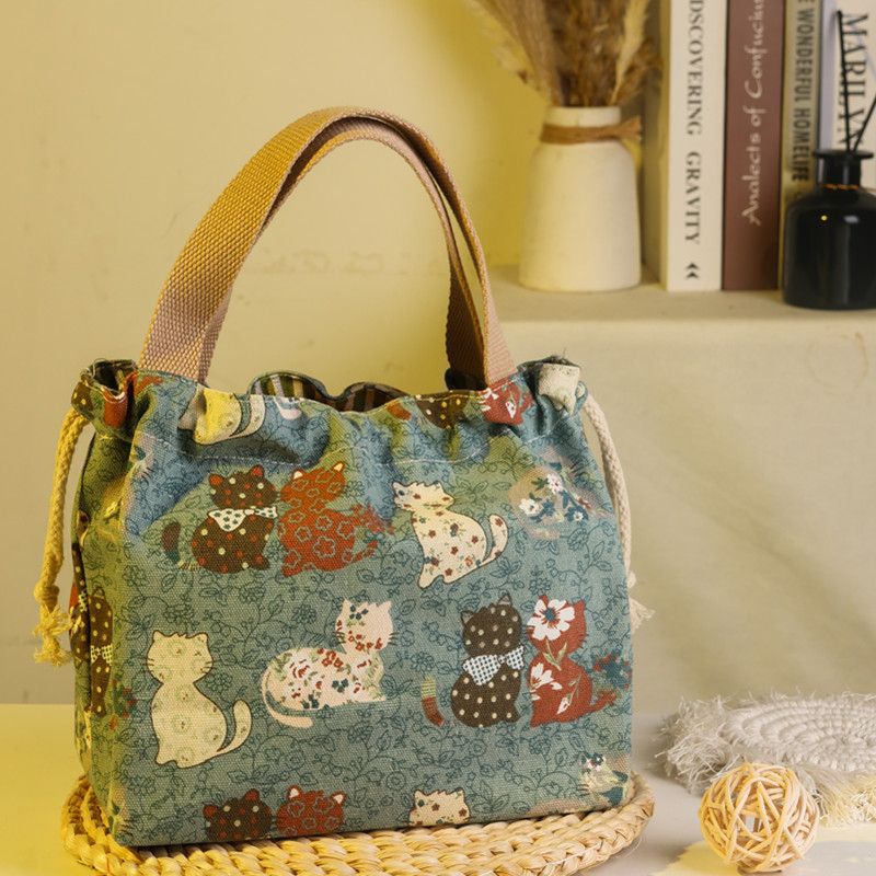Printing Lunch Cute Cartoon Canvas Reticule Shoulder Bags
