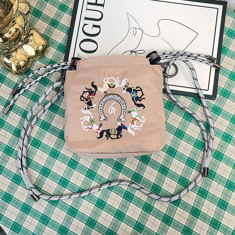 Style Embroidery Cartoon Female Cute Wild Crossbody Bags