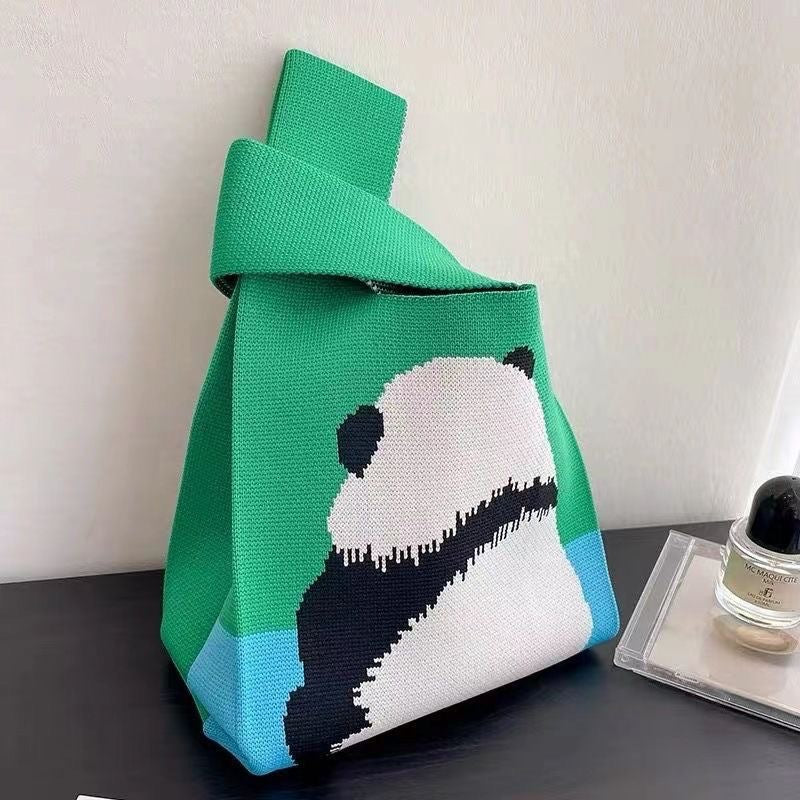 Panda Woven Go Out Commuter Cute Woolen Bags