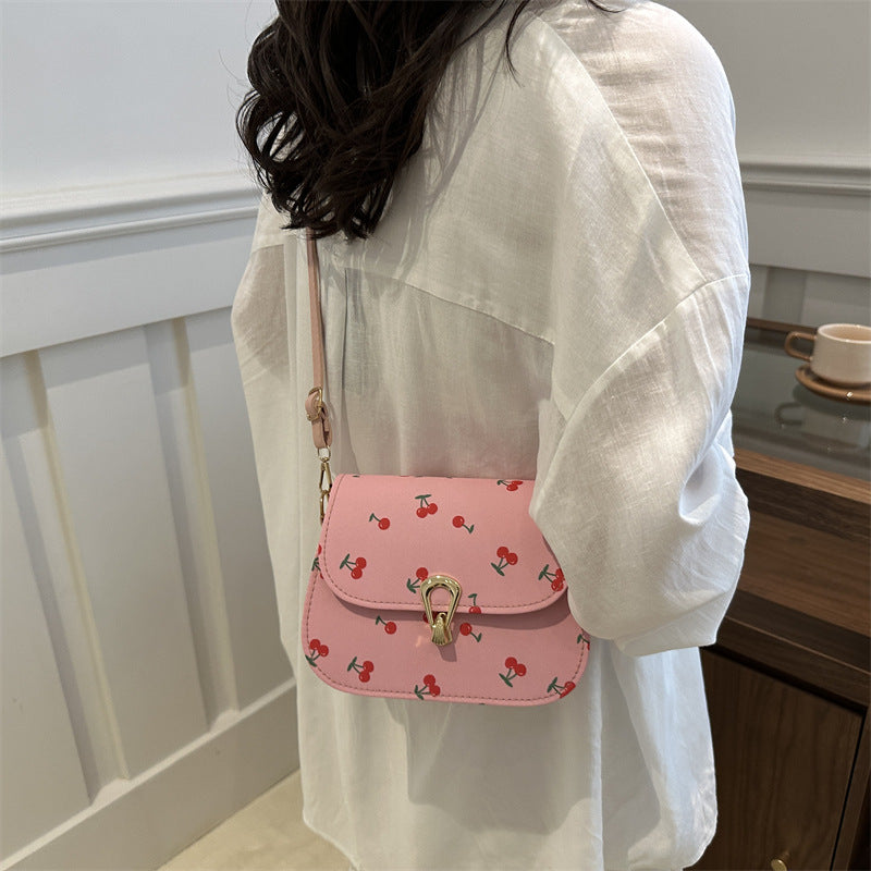 Women's Fresh Fashion Saddle Autumn Cute Strawberry Shoulder Bags