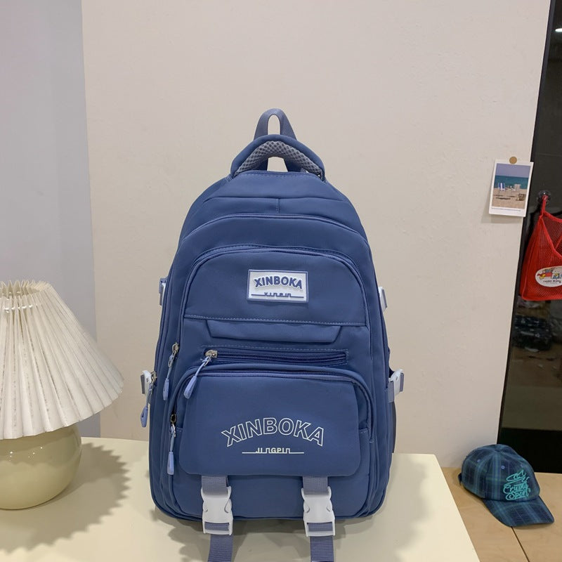Women's Fashion Solid Color Wide Strap Portable Backpacks