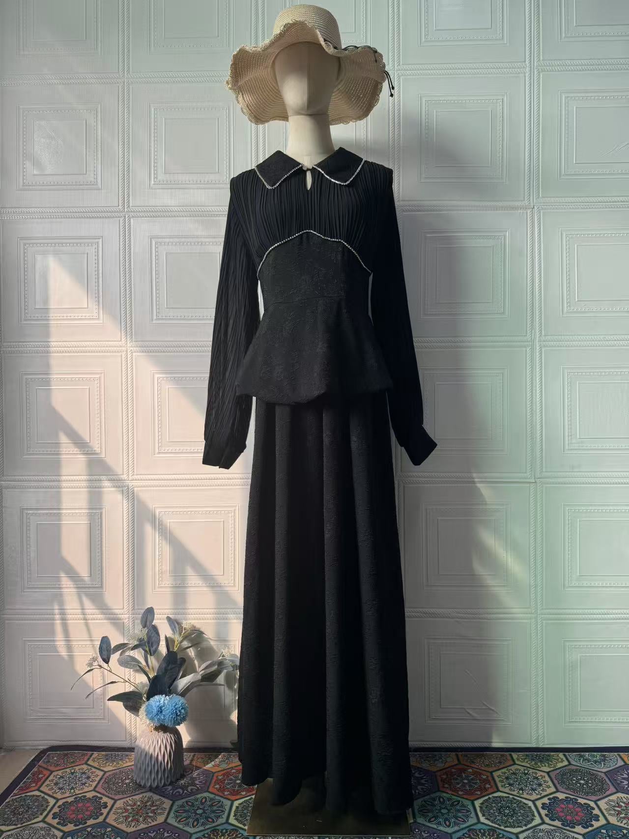 Women's Elegant Soft Temperament Lapel Long Sleeve Dresses