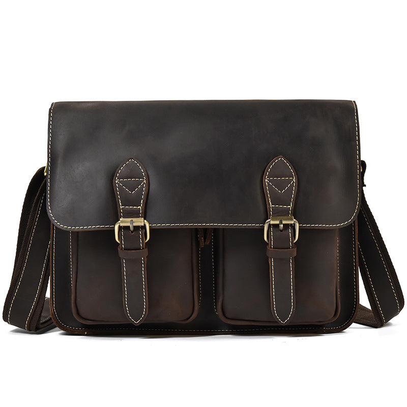 Men's Leather Crazy Horse First Layer Cowhide Men's Shoulder Bags