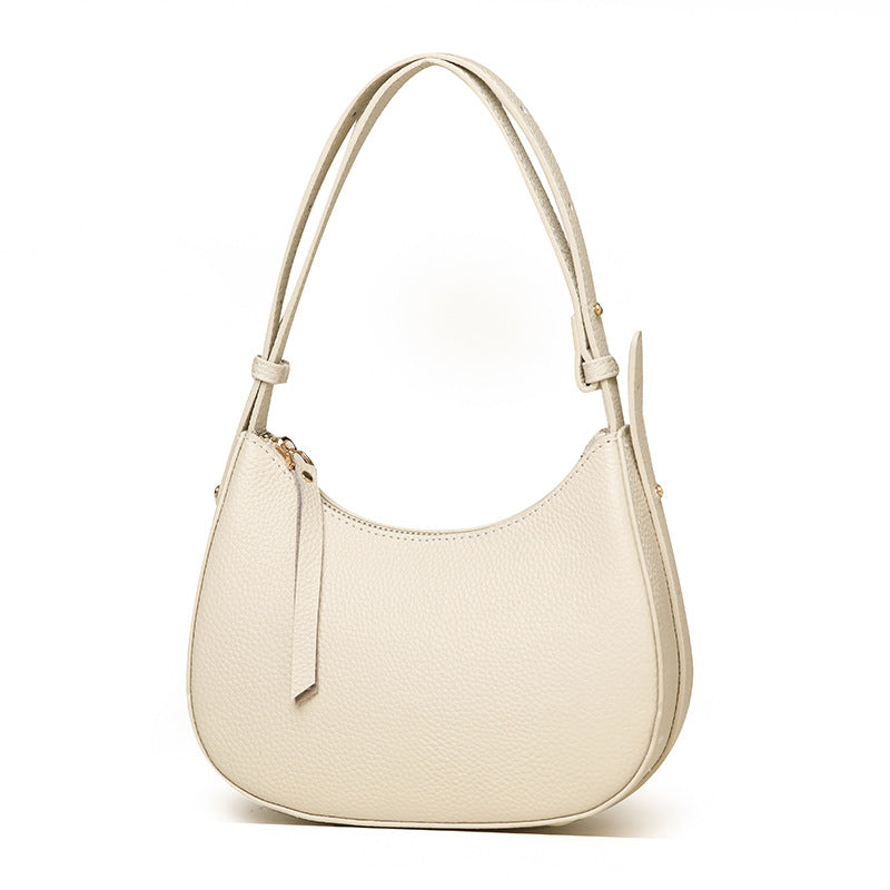 Women's Layer Cowhide Underarm For Moon Fashion Armpit Bags