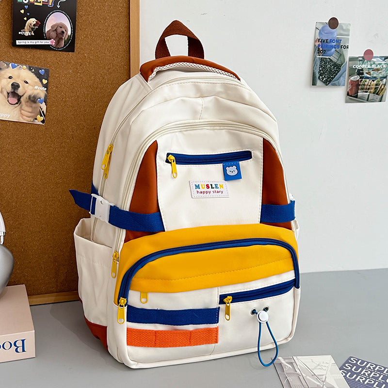 Women's Contrast Color Leisure For Primary Secondary Backpacks
