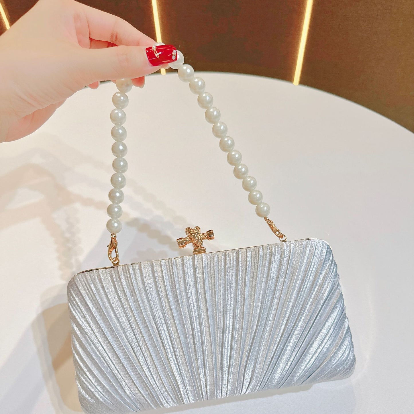 Classy Pretty Pleated Dinner Clutch Cross Evening Bags
