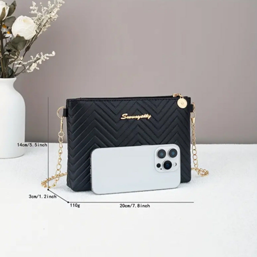 Women's Striped Solid Color High-grade Quilted Embroidered Crossbody Bags