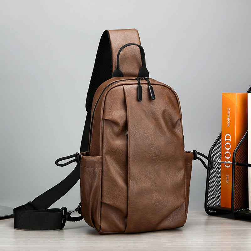 Men's Retro Trendy Waterproof Large Capacity Flat Men's Chest Bags