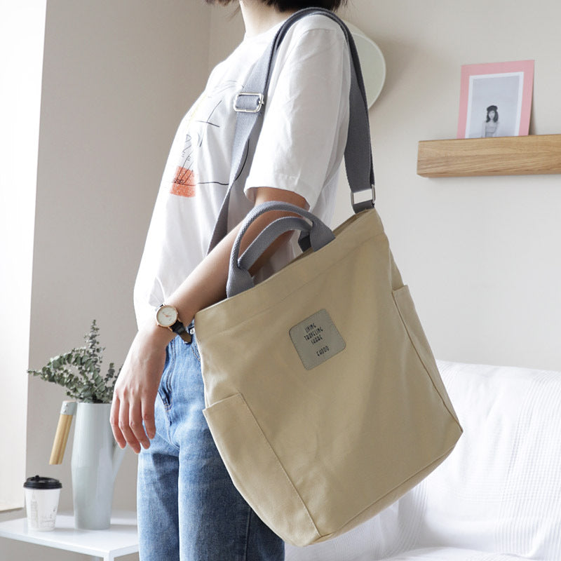 Women's Canvas Simple Literary Trends Fashion Large Crossbody Bags