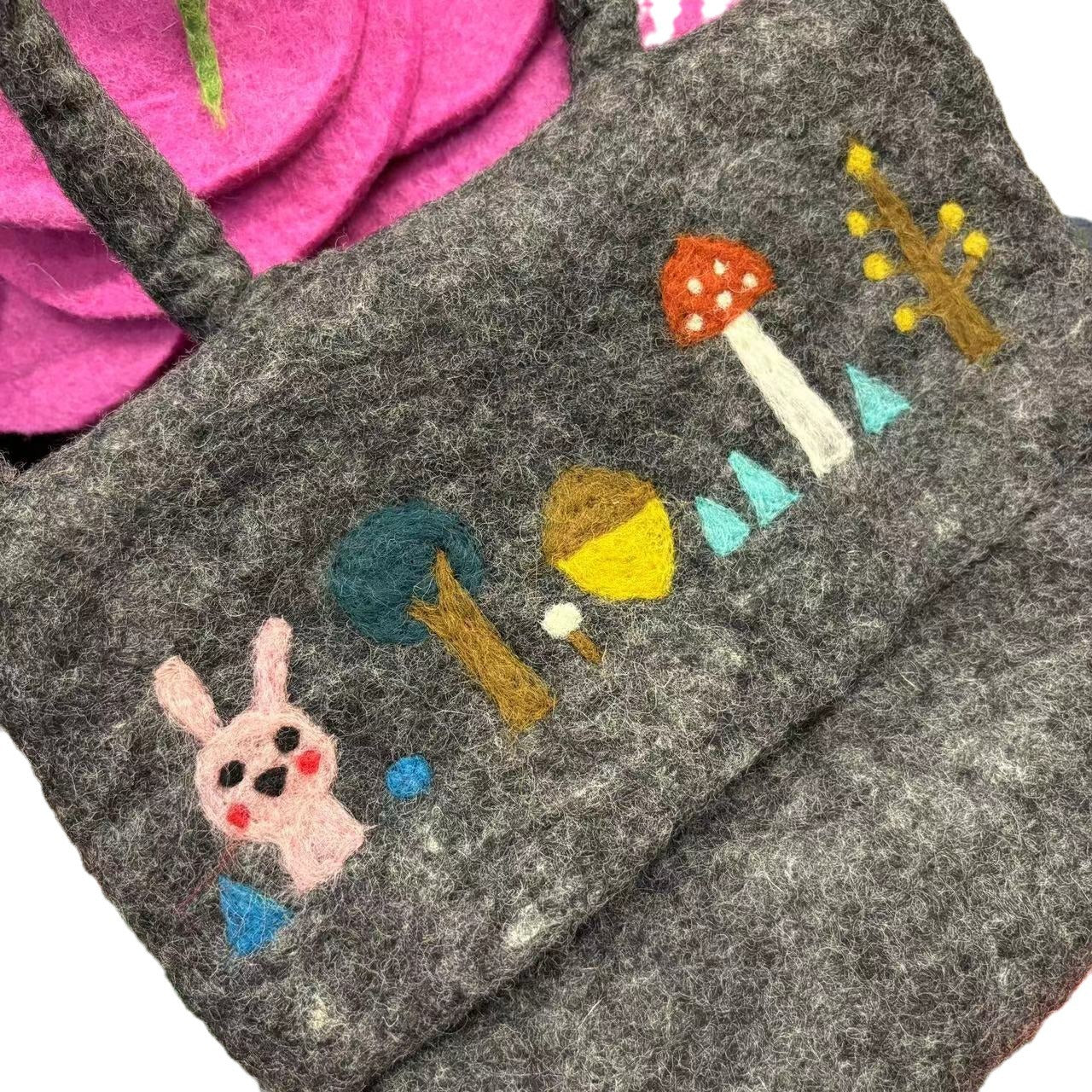 Wool Felt Cute Bunny Flower Flip Ladies Wallets