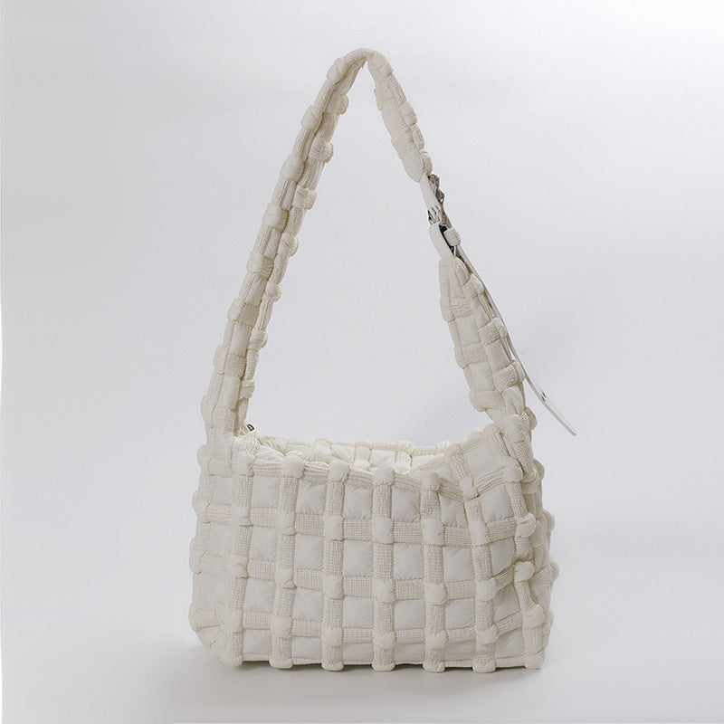 Pleated Cloud Female Niche Plaid Puff Shoulder Bags