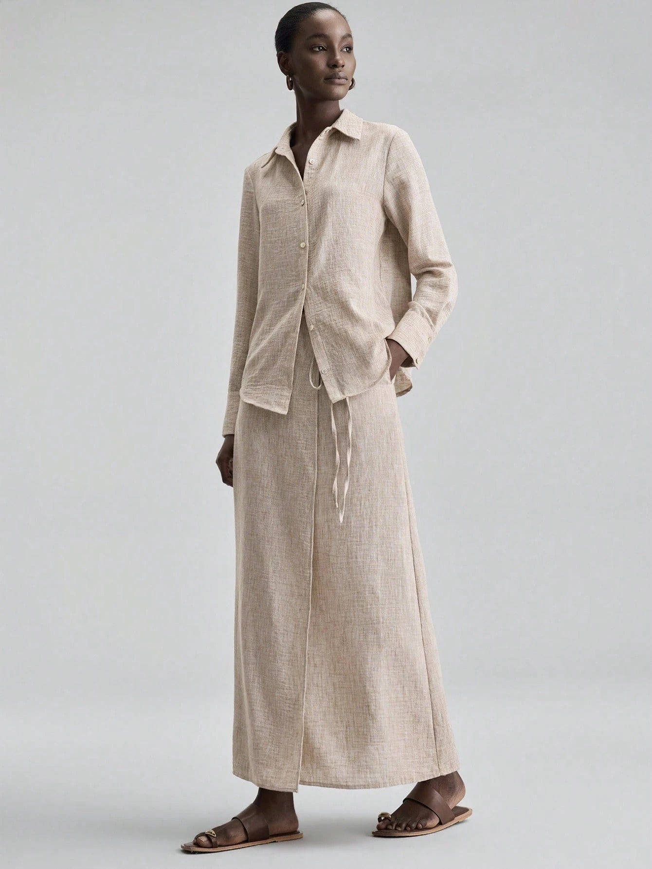 Women's Spring Shirt Loose Long Dress Two-piece Tops