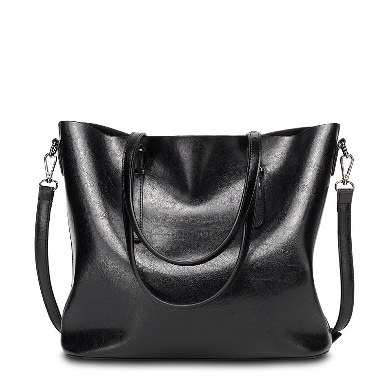 Women's Oil Wax Leather Retro Easy Matching Tote Bags