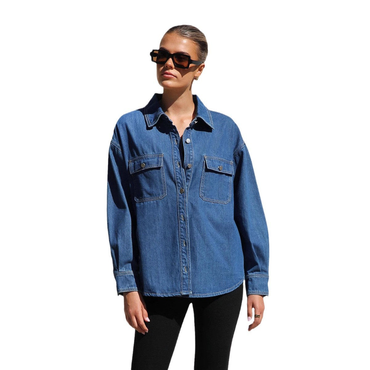 Women's Denim Shirt Fashion Casual Versatile Double Jackets