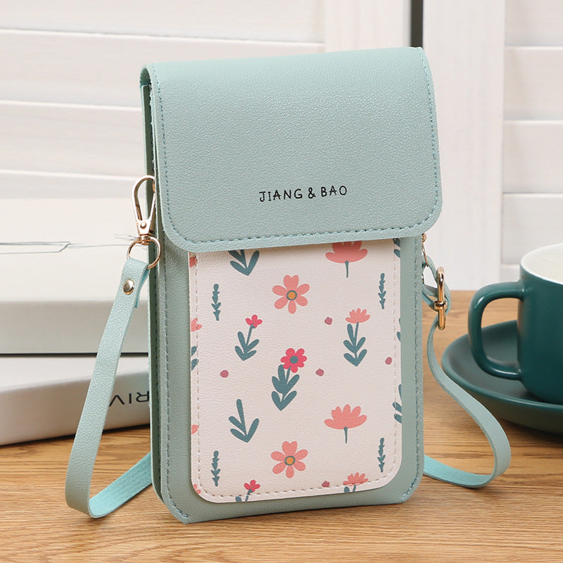 Women's Touch Screen Compact Mini Printed Charging Phone Bags