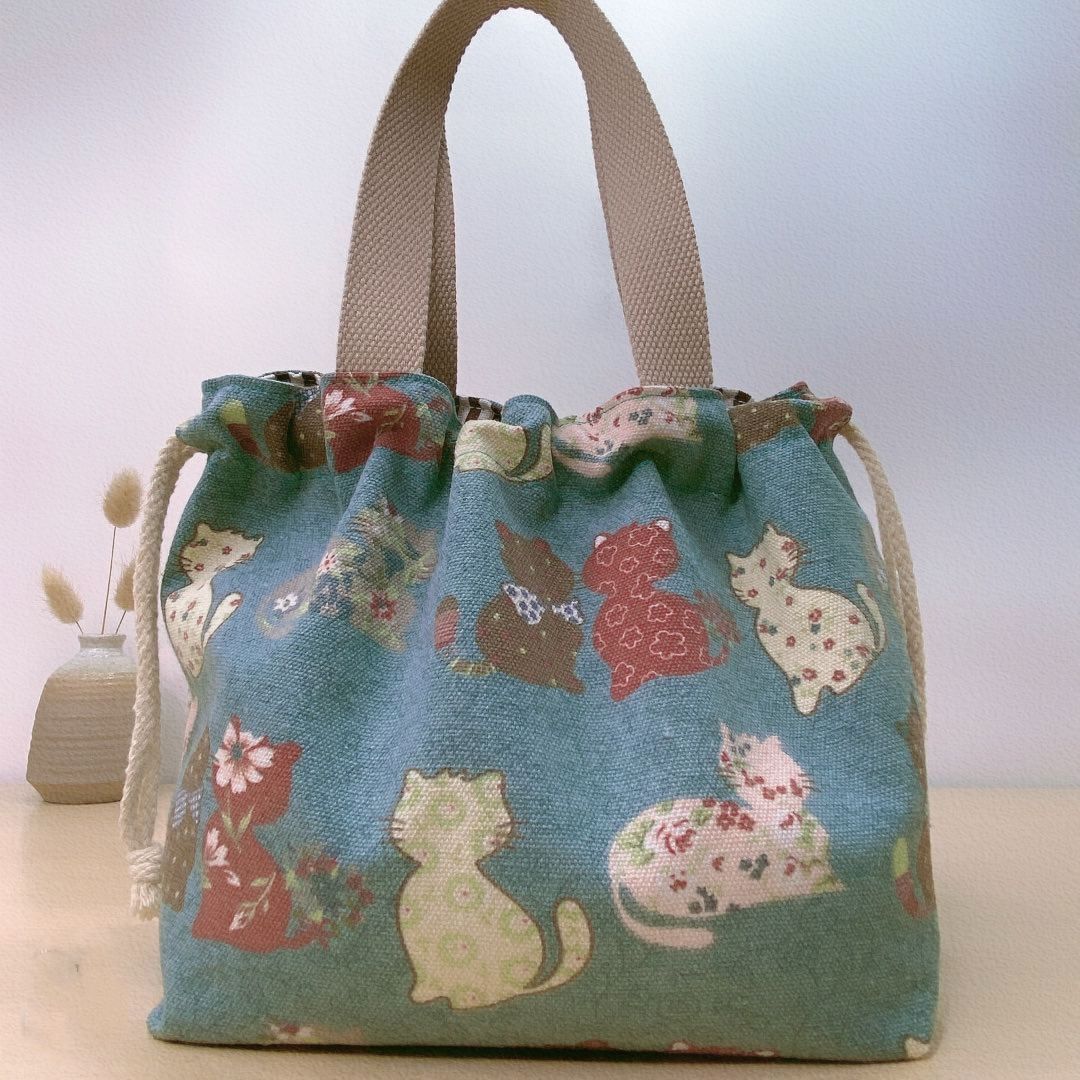 Printing Lunch Cute Cartoon Canvas Reticule Shoulder Bags