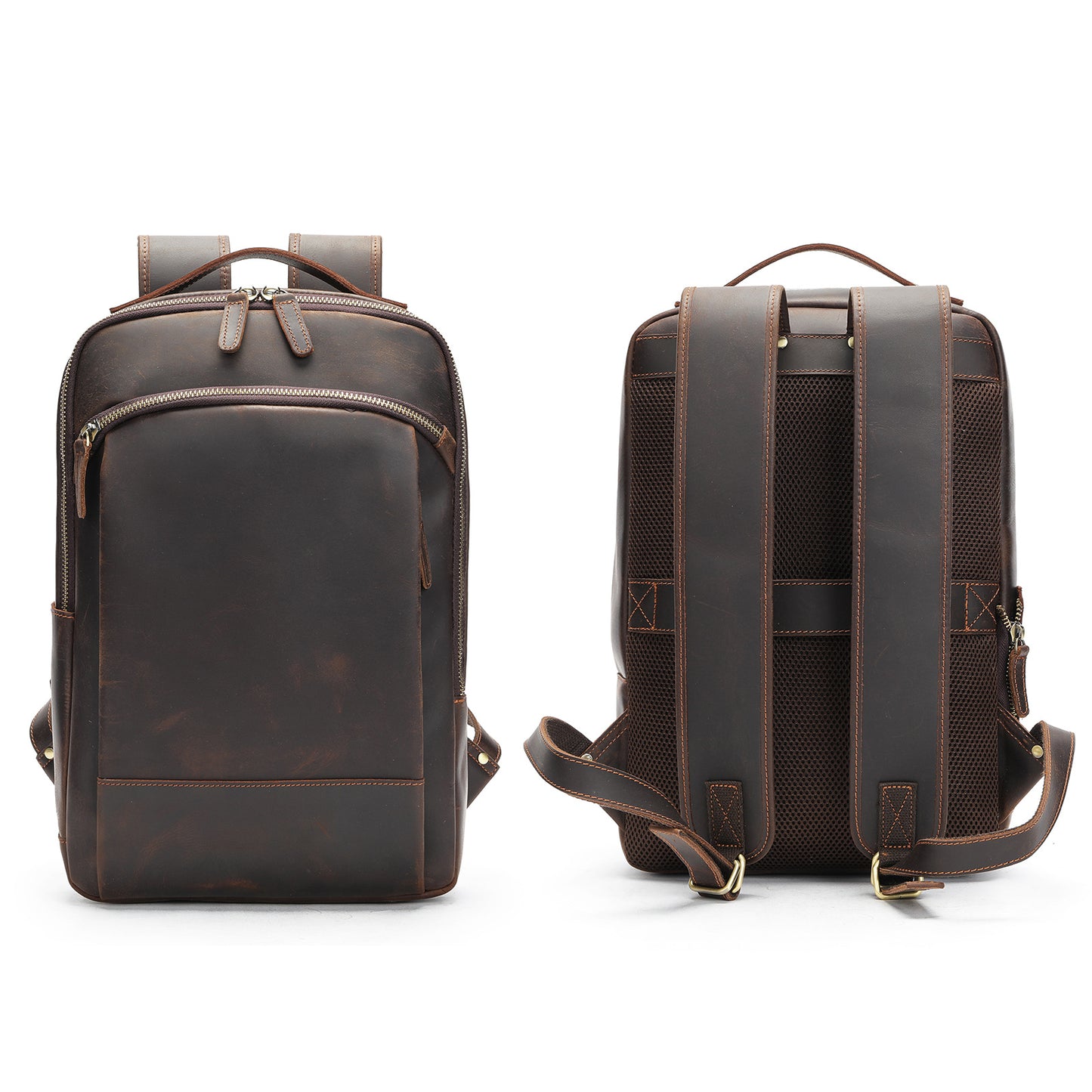 Men's Crazy Horse Leather Vintage Genuine Large Backpacks