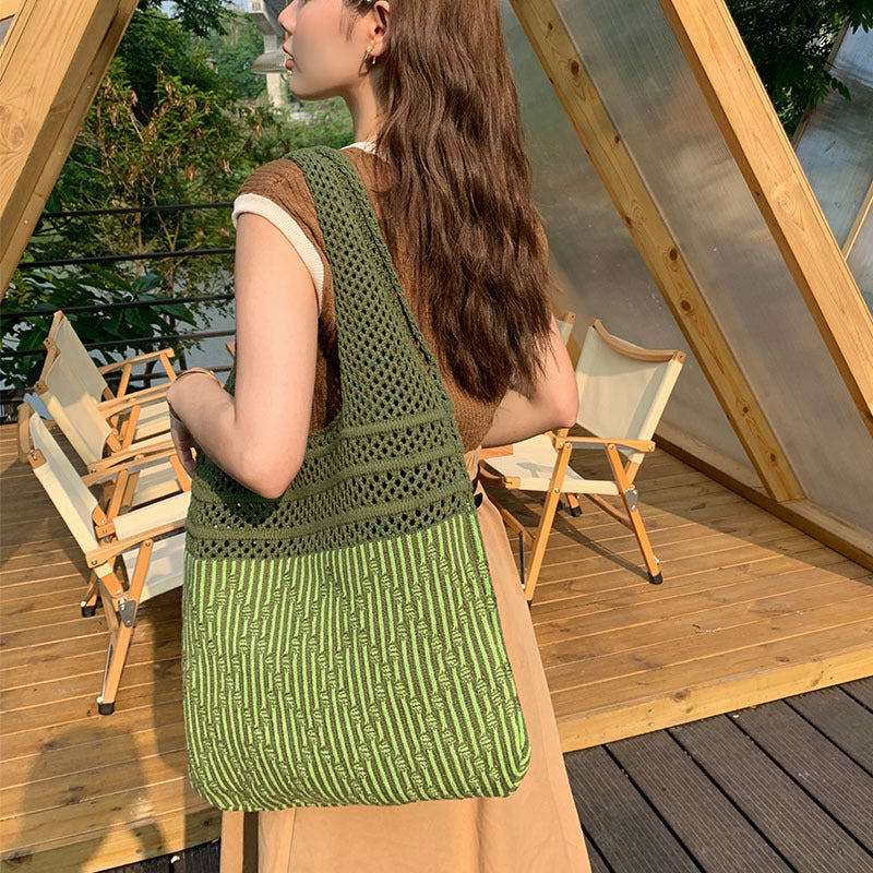 Women's Knitted Stylish Woven Niche Retro Woolen Shoulder Bags