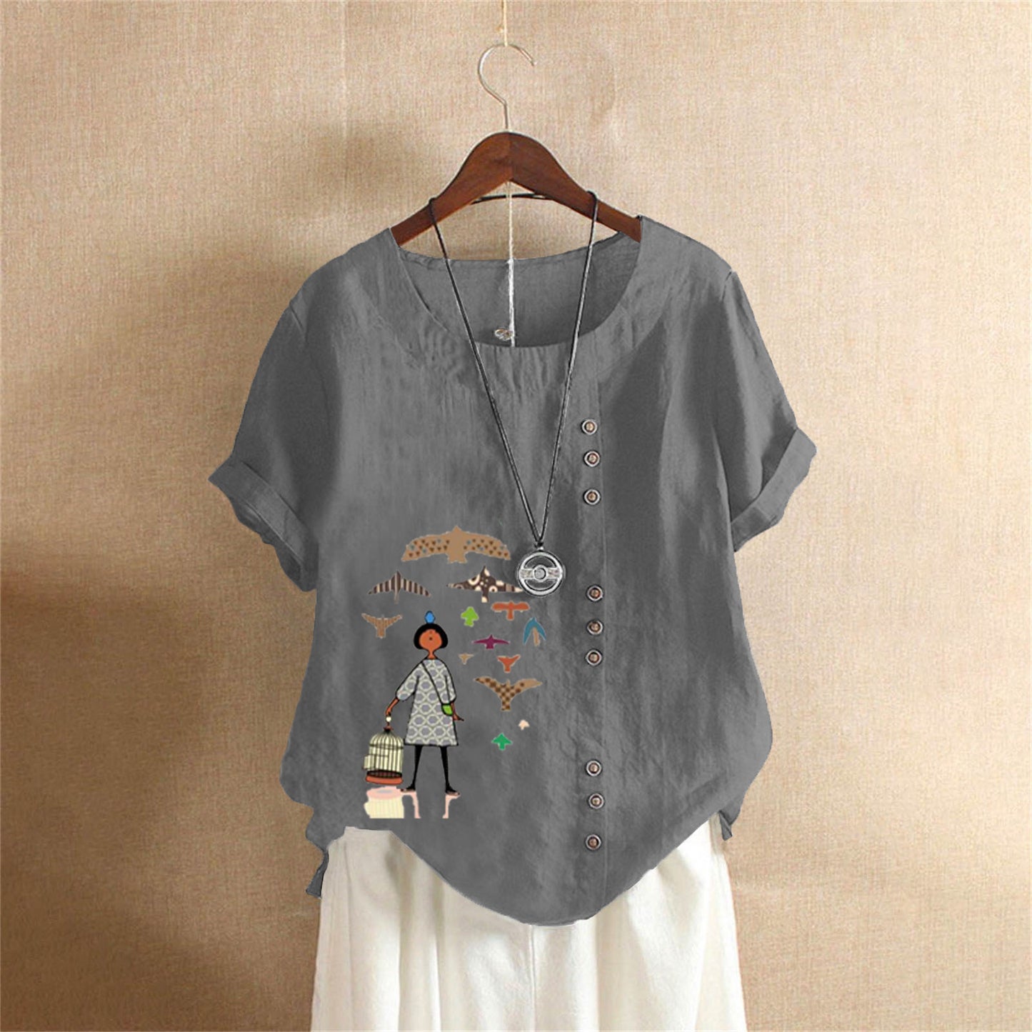 Women's Retro Large Casual Loose Cotton Linen Shorts