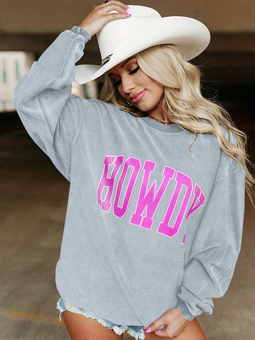 Women's Casual Sweatshirt Solid Color Loose Round Neck Pullover Long Women's Sweater, Sweater
