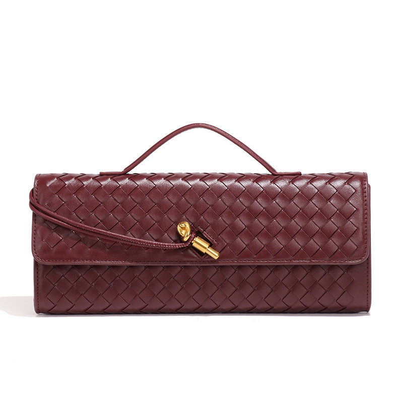Trendy Woven Soft Leather Dinner Baguette Crossbody Bags
