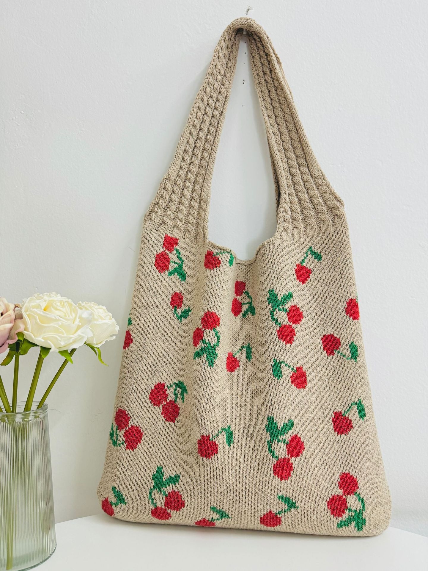 Knitted Bowknot Woven Large Capacity Totes Shoulder Bags