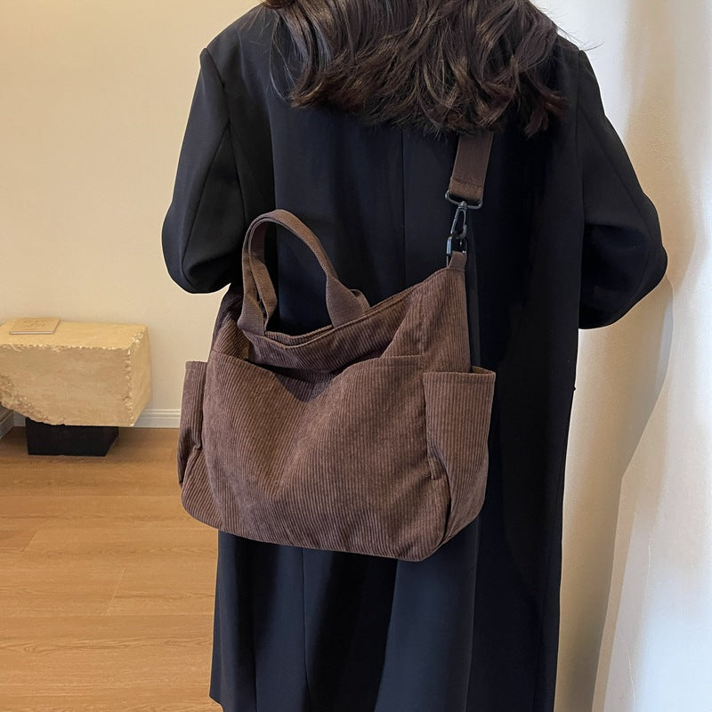 Korean Style Large Capacity Corduroy Art Crossbody Bags