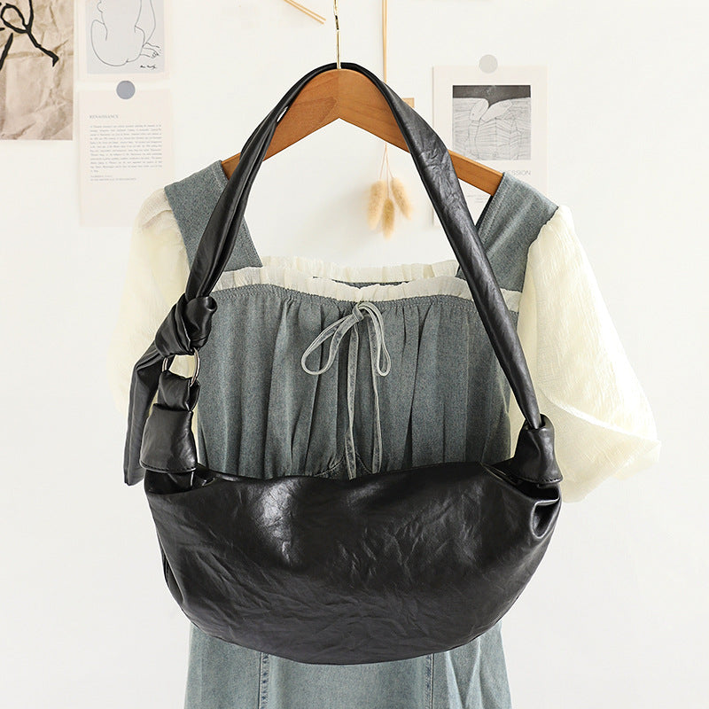 Style Retro Soft Leather Dumpling Croissant Bags