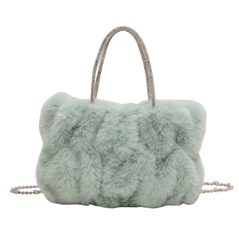 Women's Niche Plush Popular Chain Portable Fur Crossbody Bags