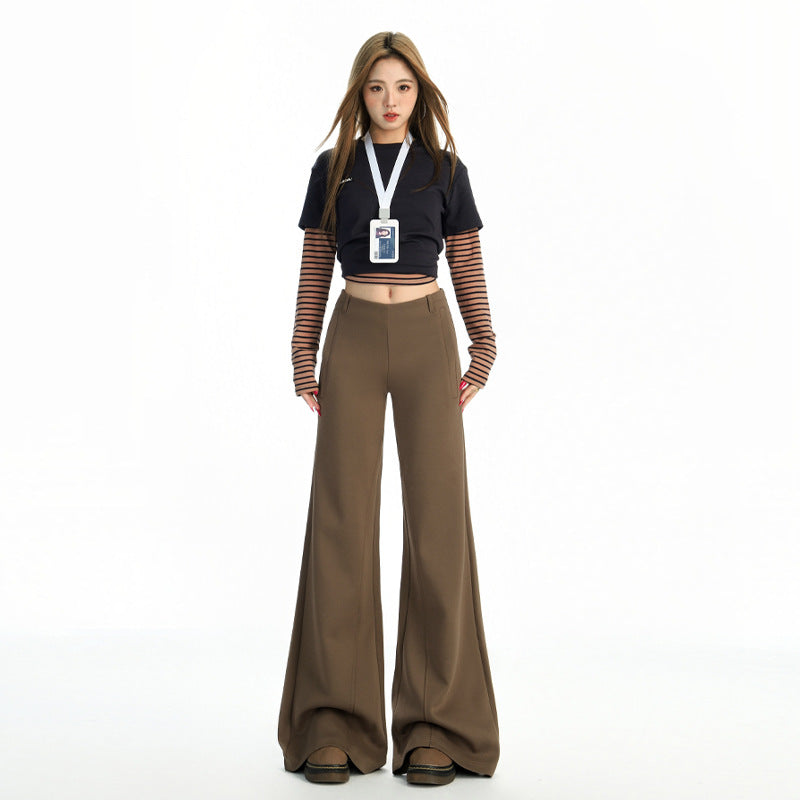 Women's Gray Slightly Flared Casual Waist Loose Pants