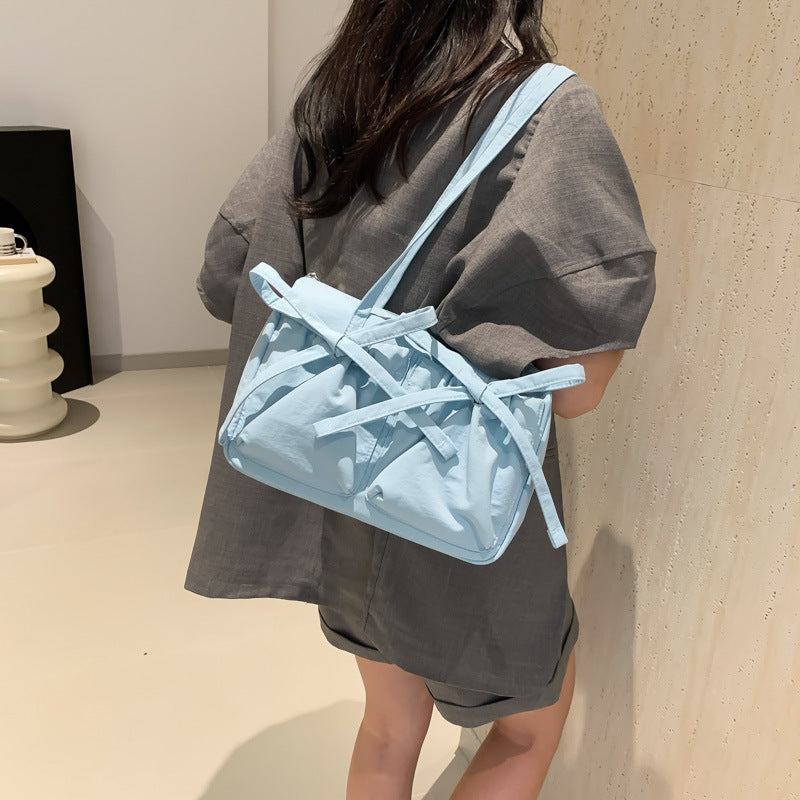 Women's Fashion Bowknot Underarm Large Capacity Cloth Shoulder Bags