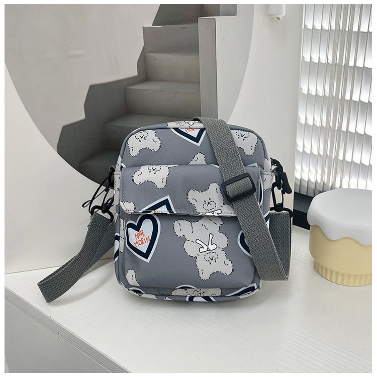 Women's Cute Heart Nylon Mobile Korean Style Crossbody Bags