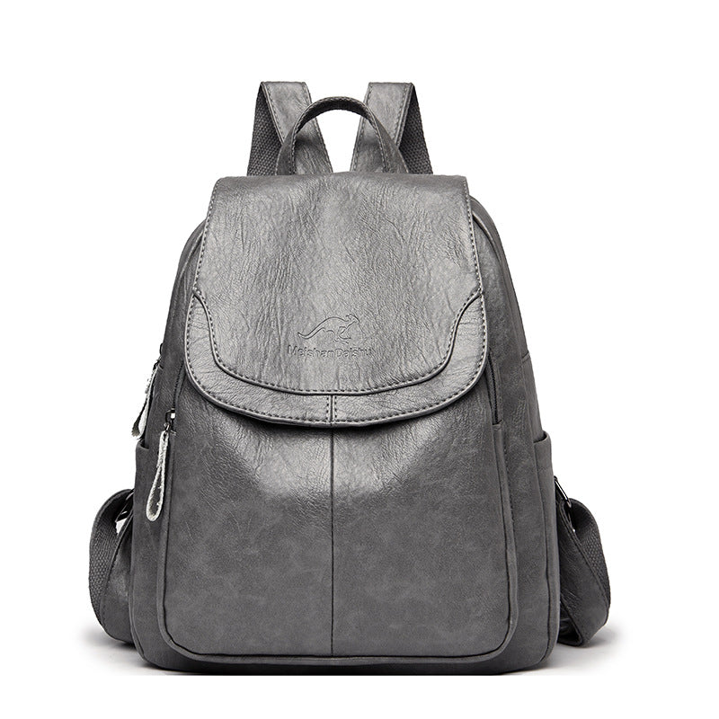 Women's Korean Fashionable Soft Leather Pattern Colorful Backpacks