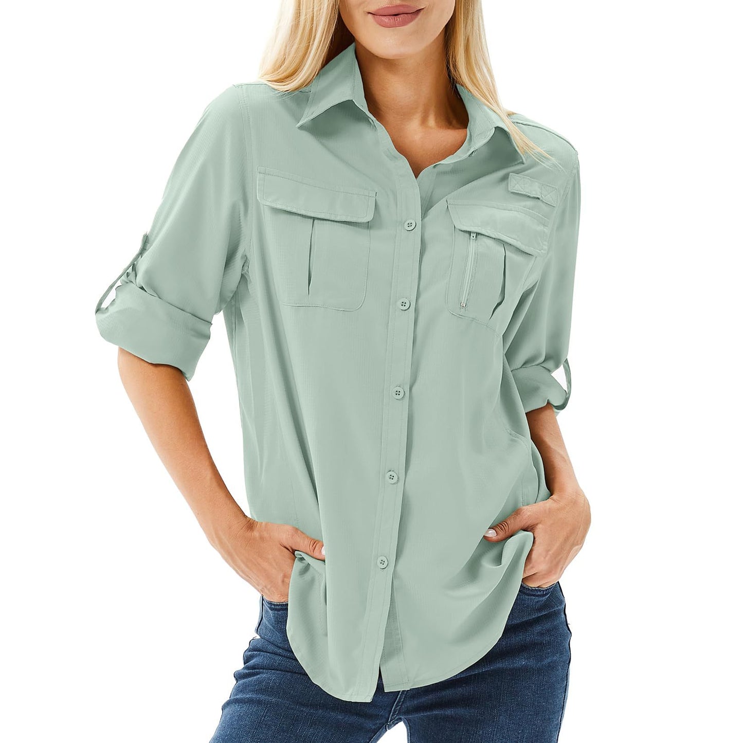 Women's Half Sleeve Outdoor Hiking Fishing Sun Protection Blouses