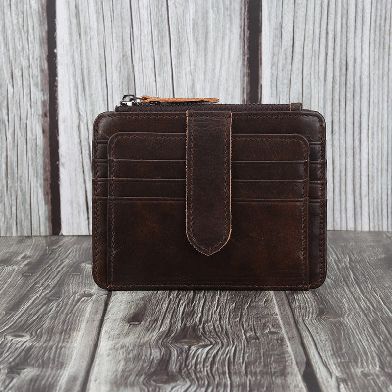 Women's Layer Cowhide Genuine Leather Change Mini Card Holder