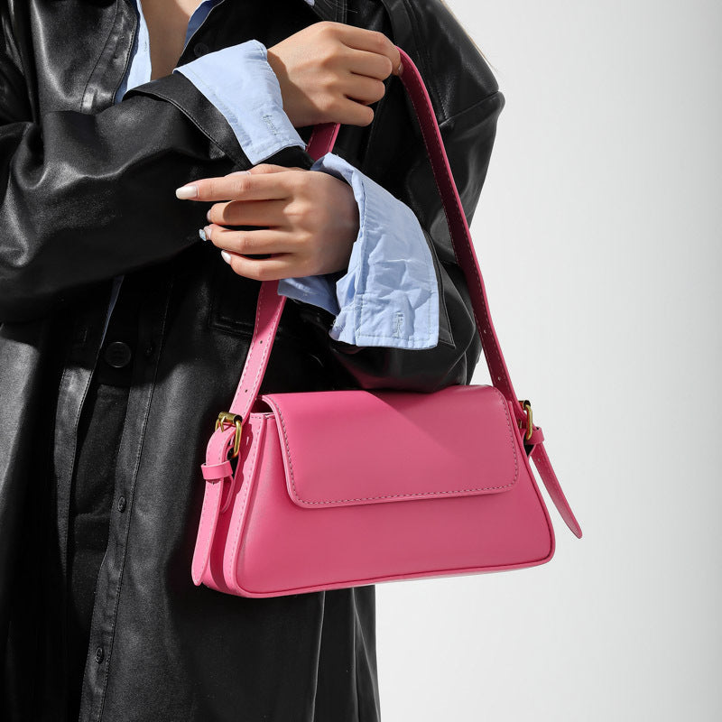 Women's Fashion French Stick Design Solid Color Shoulder Bags