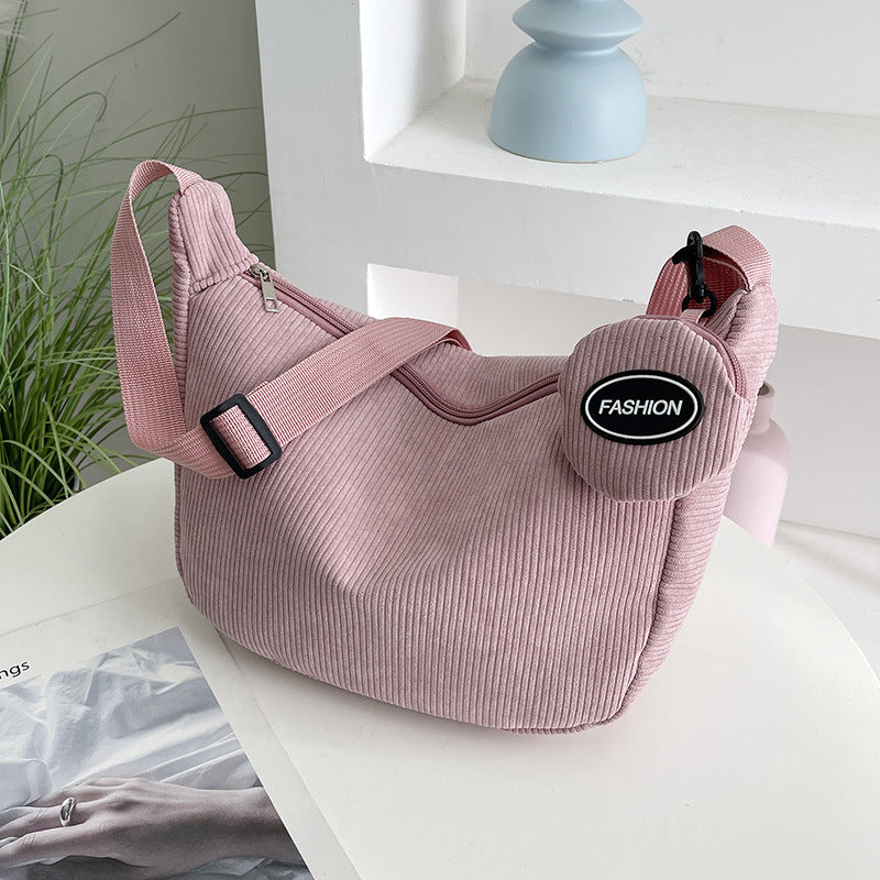 Women's Autumn Corduroy Fashionable Large Capacity Textured Crossbody Bags
