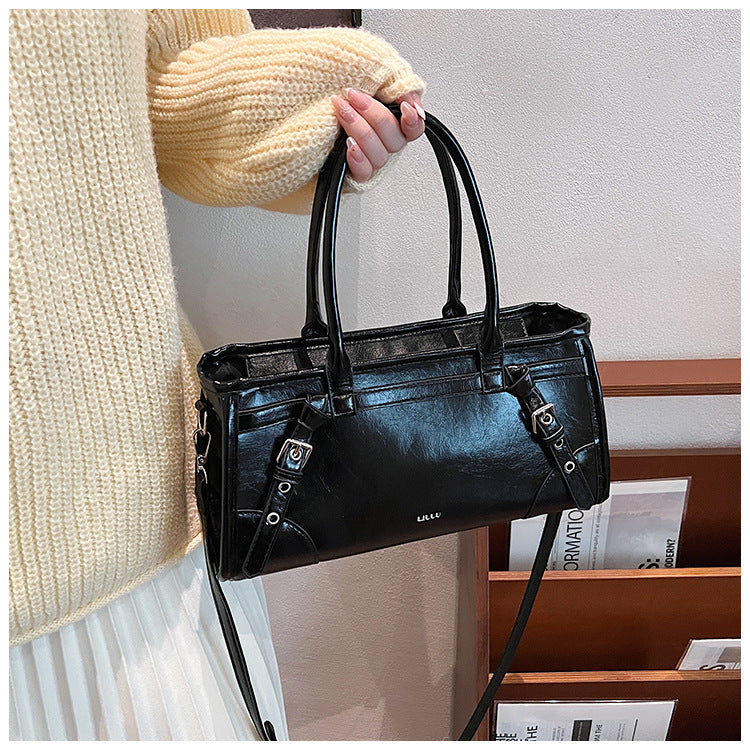 Women's Oil Wax Leather Underarm Light Luxury Shoulder Bags