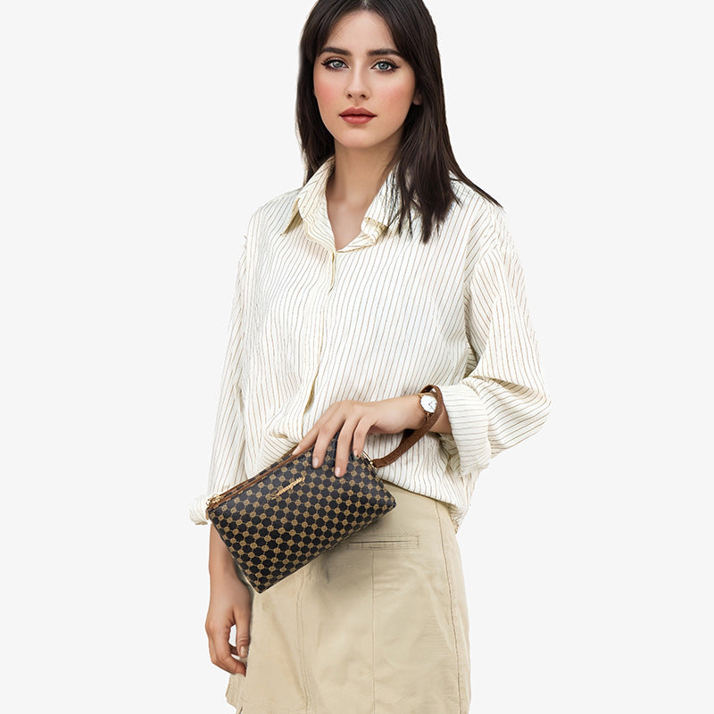 Women's Simple Printed Fashion Double Layer Mobile Crossbody Bags