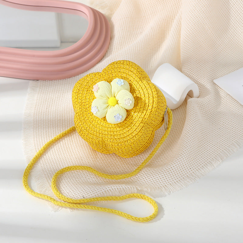 Women's Woven Seaside Flower Beach Summer Mini Children's Coin Purse