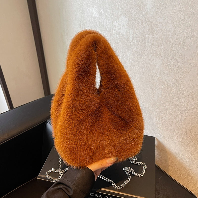 Women's Korean Style Hand Imitate Rex Rabbit Crossbody Bags