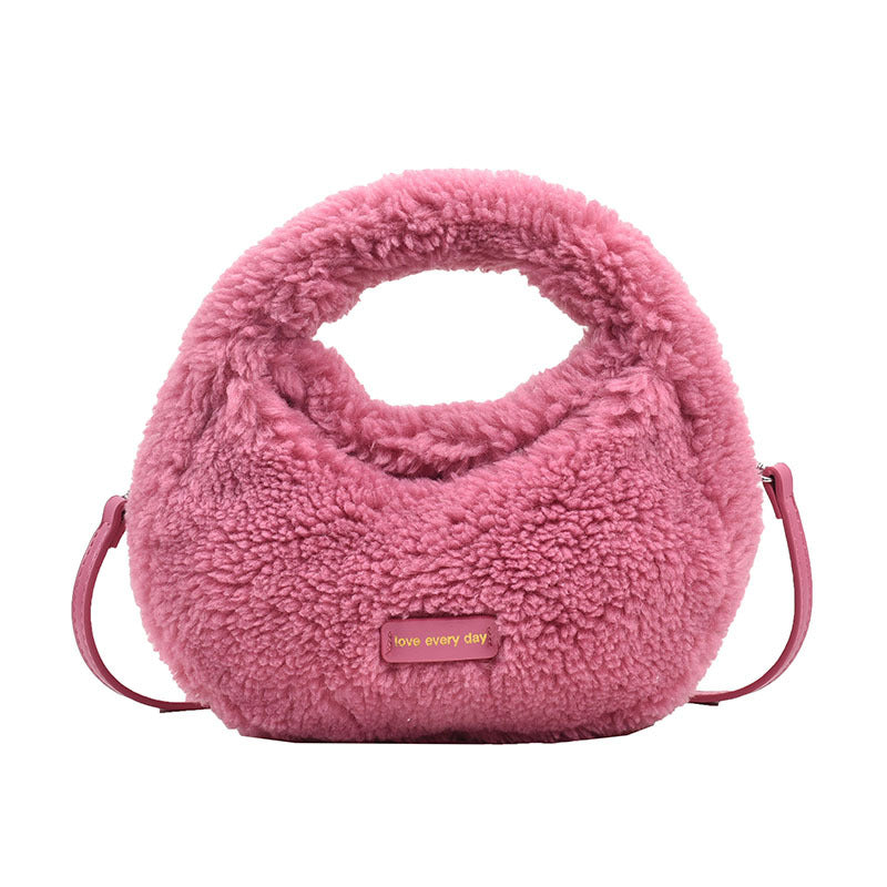Women's Design Lamb Wool Fashionable Korean Style Crossbody Bags