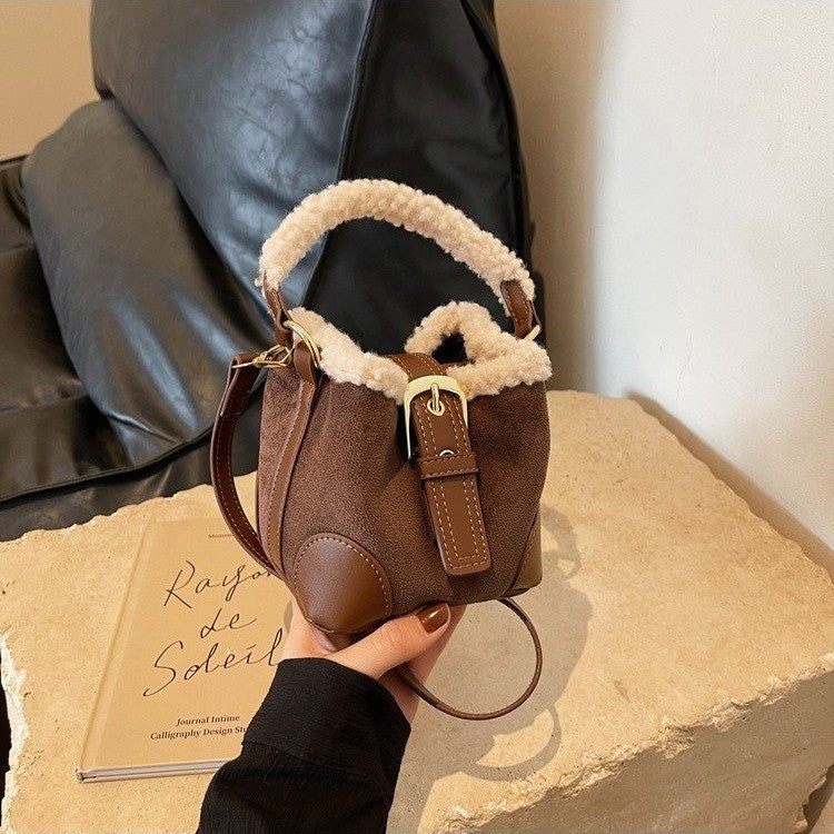 Women's Retro Plush Mini Furry Portable Shoulder Bags