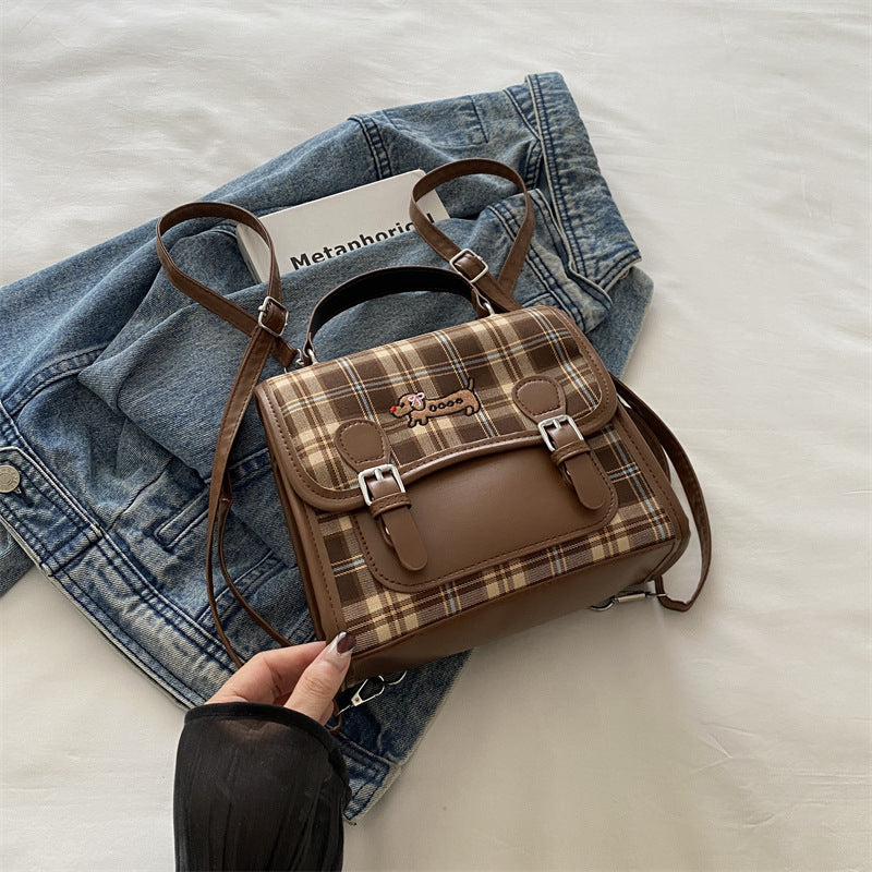 Style Checked Female Autumn Sausage Dog Backpacks