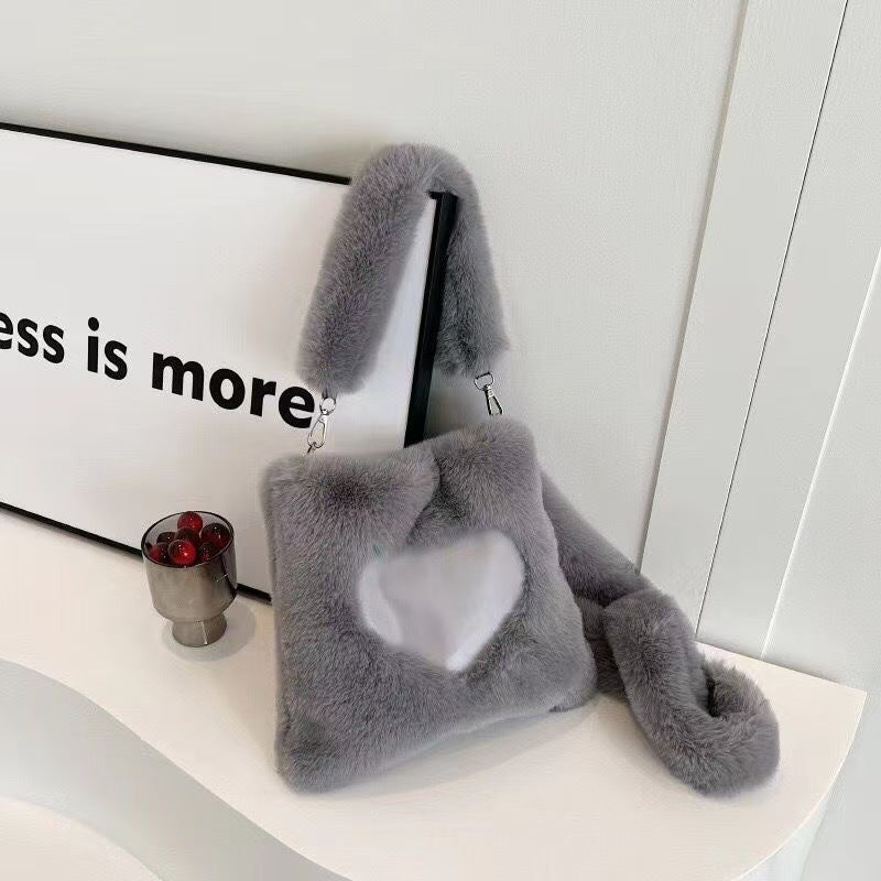 Women's Fashion Heart Large Capacity Plush Crossbody Bags