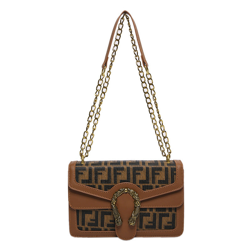 Women's Simple Fashion Retro Printed Chain Texture Crossbody Bags