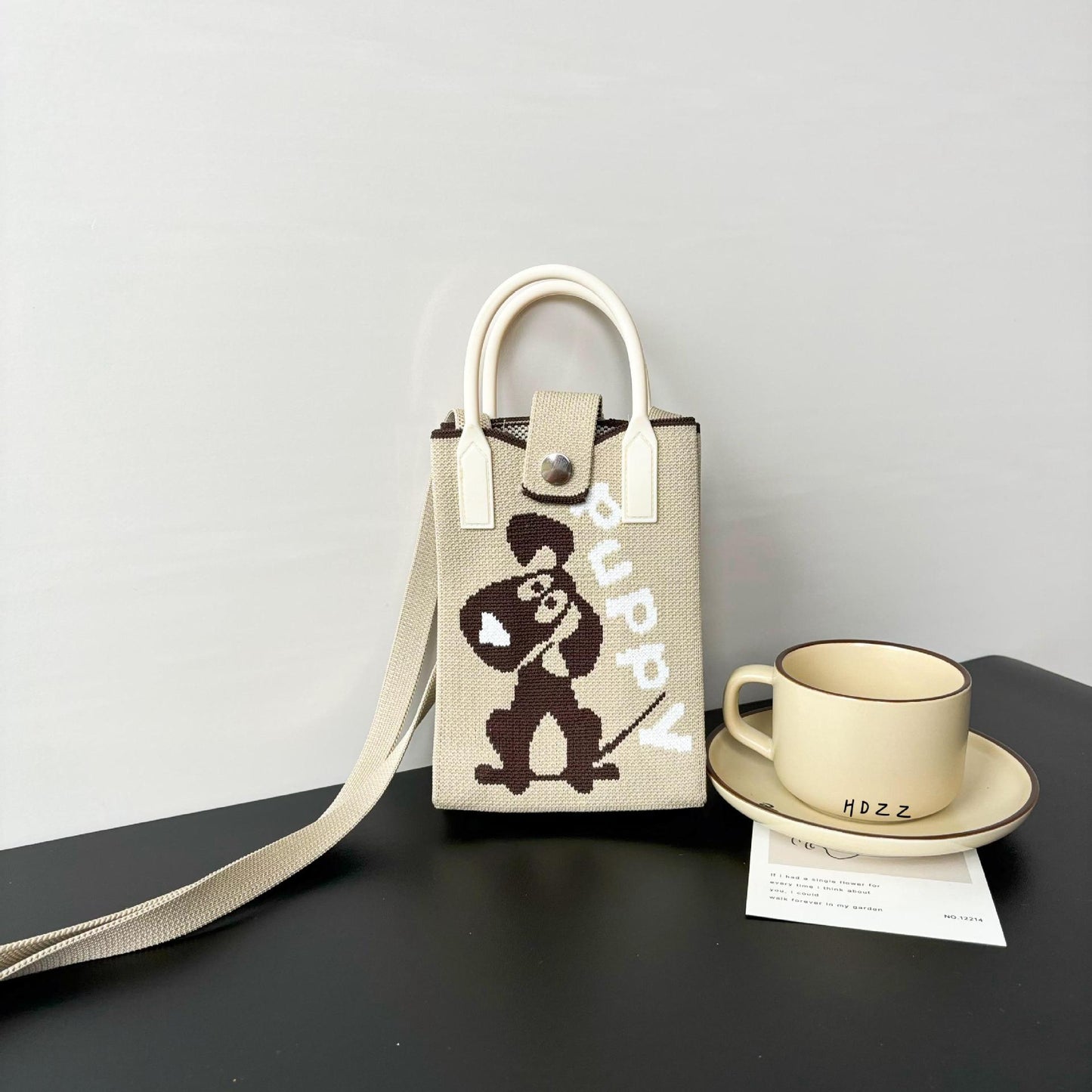 High Sense Mobile Cartoon Knitted Dopamine Bags