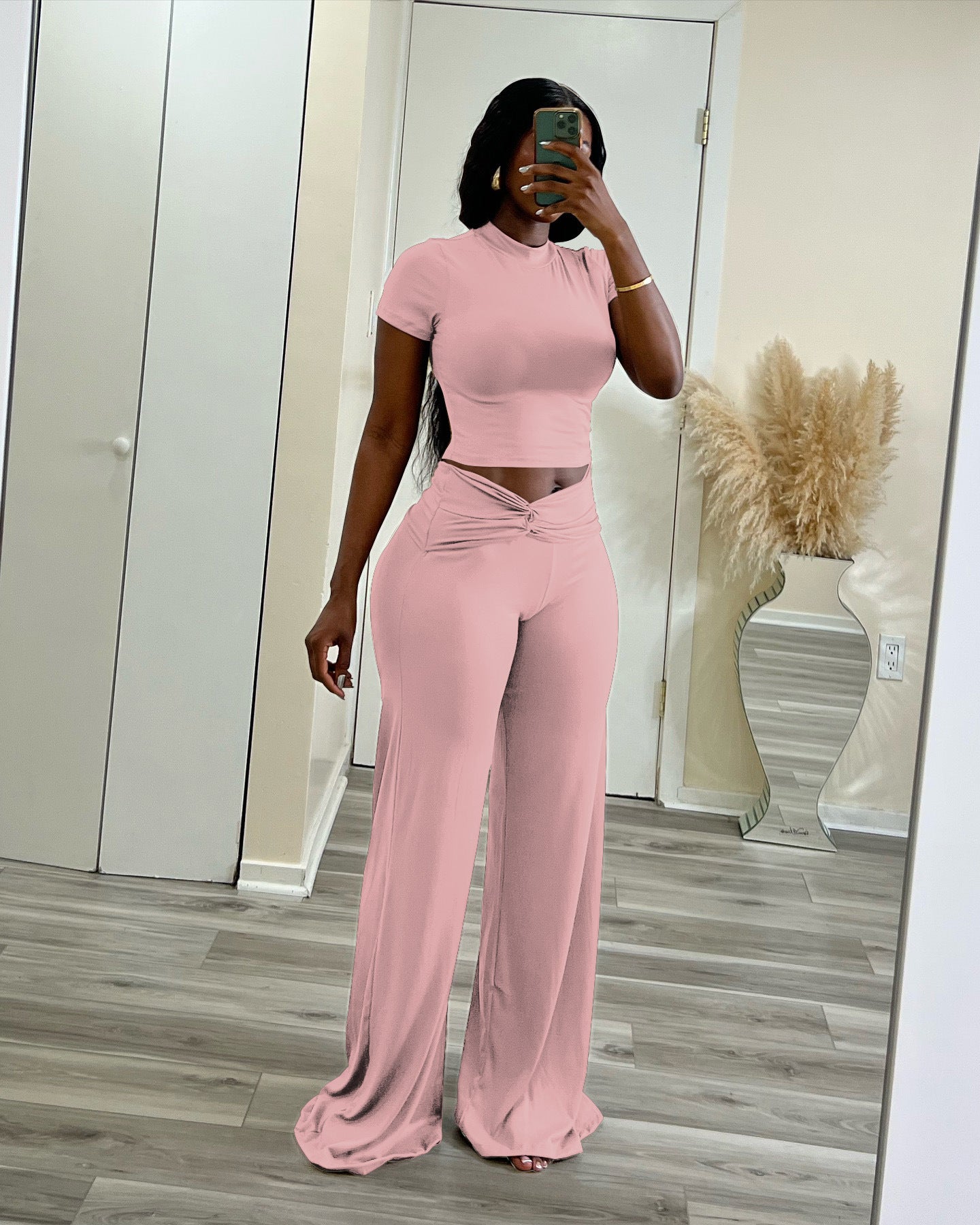 High Waist Slimming Wide Leg Solid Color Suits